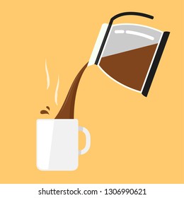 Coffee pot and cup vector. free space for text. wallpaper.