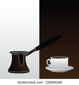 coffee pot and coffee cups vector illustration