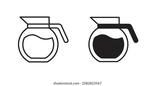 Coffee pot filled and outlined icons vectors on white background