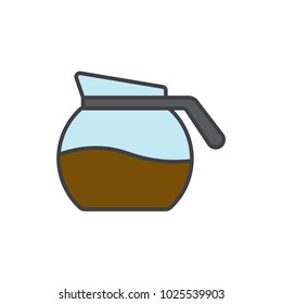 Coffee pot flat line colored icon.