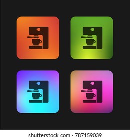 Coffee pot four color gradient app icon design