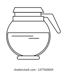 Coffee pot full hot drink isolated in black and white