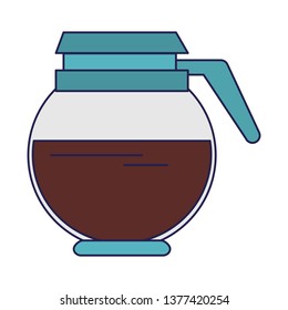 Coffee pot full hot drink isolated blue lines