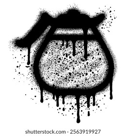 Coffee pot graffiti with black spray paint. vector illustration.