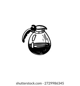 Coffee pot hand drawn illustration. Coffee jug vector doodle icon