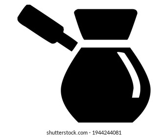 Coffee pot with handle, vector, illustration, in black and white color, isolated on white background