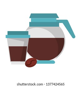 Coffee pot hot drink with plastic cup