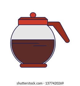 Coffee pot hot and fresh isolated blue lines