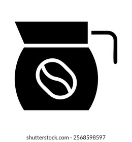 Coffee pot icon with coffee bean. Concept of coffee, cafe, and morning.