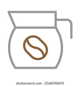 Coffee pot icon with coffee bean. Concept of coffee shop, cafe, and morning.