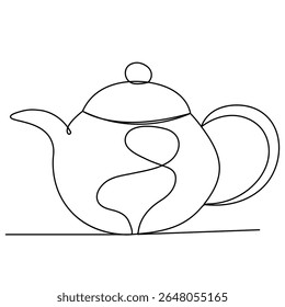 Coffee pot icon   continuous one line drawing of outline vector illustration