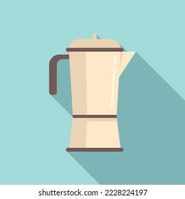 Coffee pot icon flat vector. Morning bean. Caffeine steam