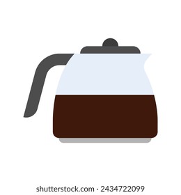Icono de cafetera. Olla de cristal con café. Ilustración de vector