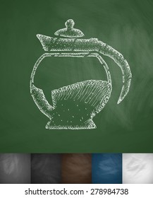 coffee pot icon. Hand drawn vector illustration. Chalkboard Design