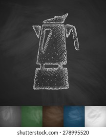 coffee pot icon. Hand drawn vector illustration. Chalkboard Design