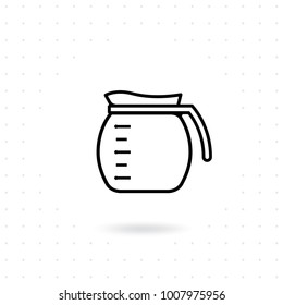 Coffee pot icon. Jug outline icon. Glass coffee pot vector illustration. Coffee maker icon on white background. Alternative coffee brewing