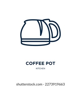 coffee pot icon from kitchen collection. Thin linear coffee pot, tea, restaurant outline icon isolated on white background. Line vector coffee pot sign, symbol for web and mobile