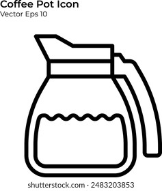 Coffee Pot Icon in Line Style. Coffee Pot Line Illustration.