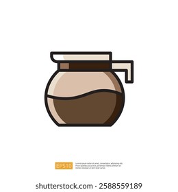 Coffee Pot Icon in Minimalist Style Featuring a Brown Color Palette and Simple Design for Modern Kitchen Decor and Beverage Concept