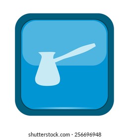 Coffee pot icon on a blue button