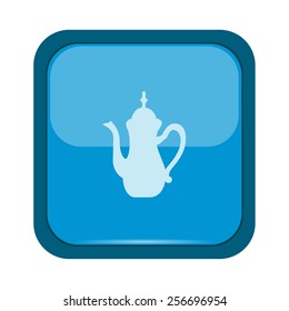 Coffee pot icon on a blue button