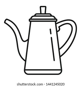 Coffee pot icon. Outline coffee pot vector icon for web design isolated on white background