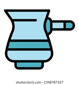 Coffee pot icon outline vector. Cezve cup. Turkish cup color flat