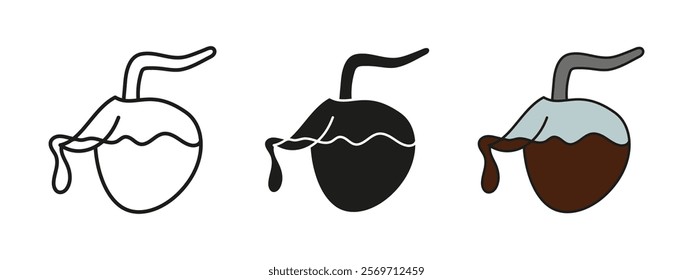 Coffee pot icon. Coffee pot pouring coffee vector illustration. Breakfast hot drink symbol. Vintage American cafeteria kitchen supply sign. Eatery hot beverage pictogram. Lunch menu retro pot concept