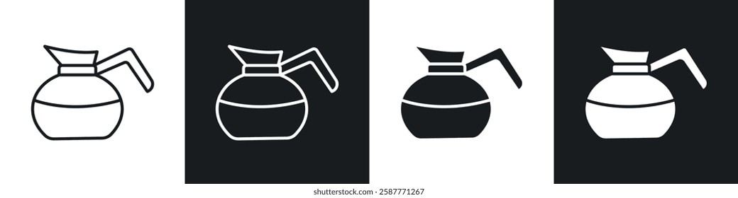 Coffee pot icon set black and white colors. Graphic Vector icons pack