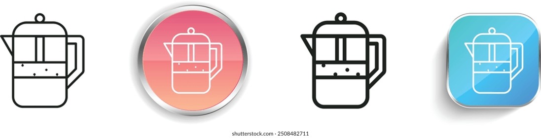 coffee pot icon. Thin Linear, Regular and Button Style Design Isolated On White Background