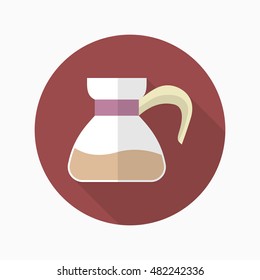 Coffee pot icon , Vector flat long shadow design.