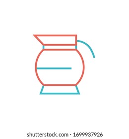 Kaffeekotelsymbol, Vektorgrafik von zwei Farblinien-Design. einzeln auf weißem Hintergrund