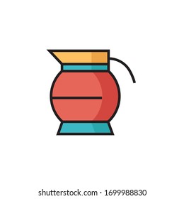 Icono de cafetera ilustración vectorial relleno diseño de estilo de contorno. aislado sobre fondo blanco