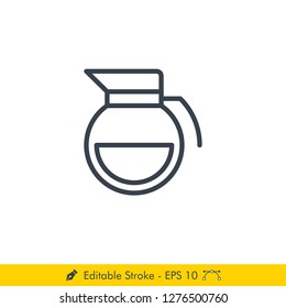 Coffee Pot Icon / Vector - In Line / Stroke Design