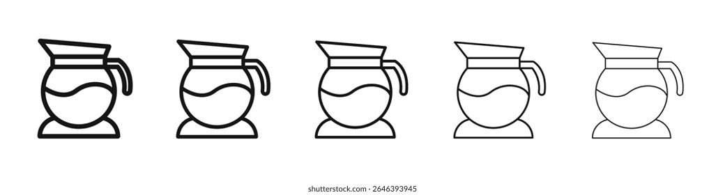 Icono de la olla de café Vector esquema conjunto ilustración signo