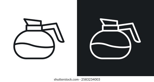 Coffee pot icons in black and white liner strokes for web design.