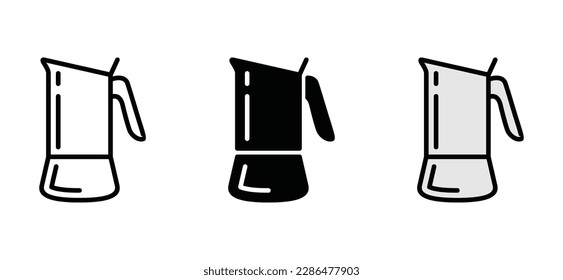 Iconos del café. Icono de Coffeepot en línea, plano y estilo de color. Cartel y símbolo de la tetera o el hervidor de café. Ilustración del vector