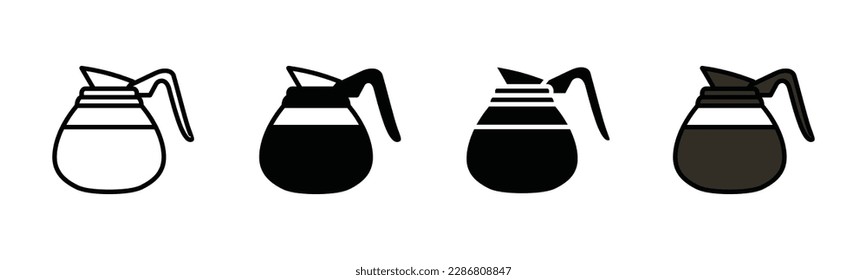 Coffee pot icons. Coffeepot icon in line, flat, and color style. Coffee kettle or teapot sign and symbol. Vector illustration