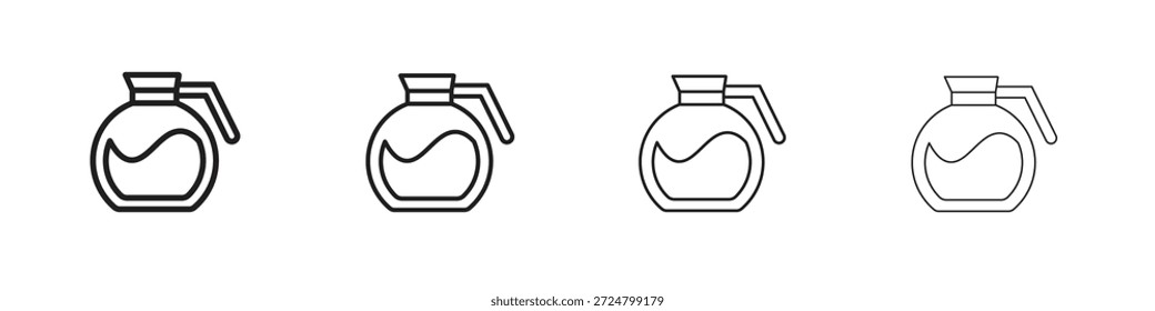 Coleção de vetor de linha de ícones de panela de café. Ícone de vetor perfeito de pixel