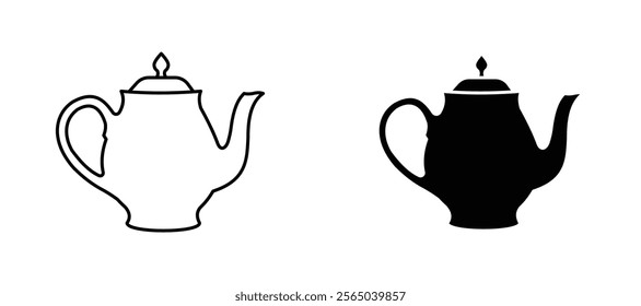 Coffee pot icons in outline and fill. vector illustration for ui.