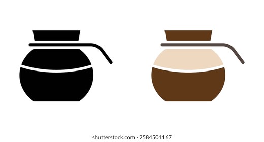 Coffee pot icons pack in black and colored version