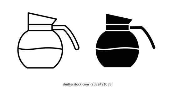 Coffee pot icons pack vectors in black flat and strokes