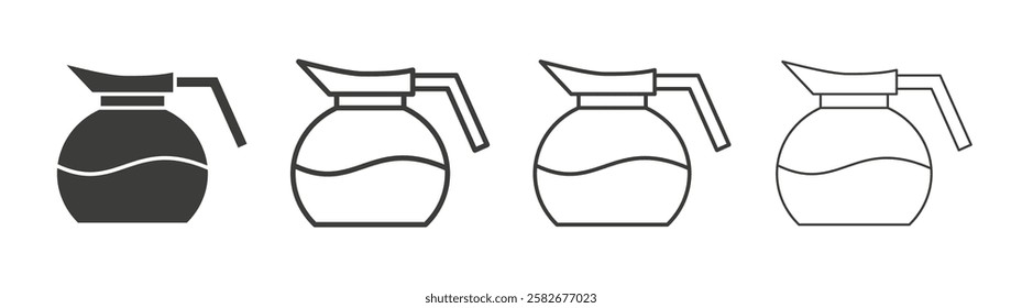 Coffee pot icons set vectors graphic designs