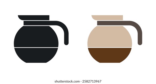 Coffee pot icons set vectors black and colored style