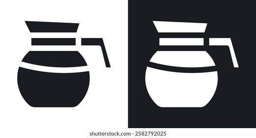 Coffee pot icons set vectors black and colored style