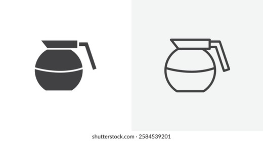 Coffee pot icons vectors illustrations in black fill and liner versions