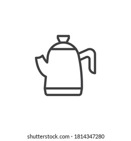 Coffee pot, kettle line icon. linear style sign for mobile concept and web design. Teapot outline vector icon. Symbol, logo illustration. Vector graphics