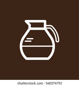 Coffee Pot line icon, outline vector sign, linear white pictogram. Symbol, logo illustration