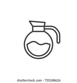 Coffee pot line icon, outline vector sign, linear style pictogram isolated on white. Symbol, logo illustration. Editable stroke