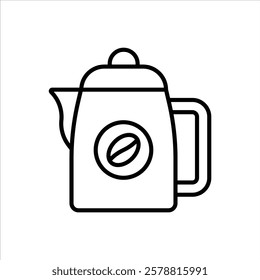 Coffee Pot Line Icons Design Elements Illustration